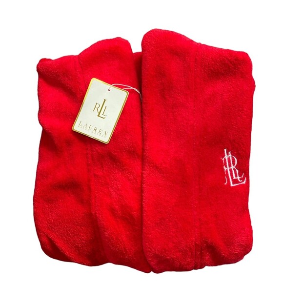 LRL Ralph Lauren so soft terry plush red robe  Size XL Pockets Nwt - Picture 1 of 10